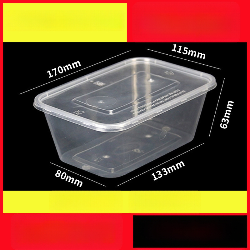 Cutie de prânz din plastic, de unică folosință, cu capac, cu container dreptunghiular și bol rotund pentru take-away