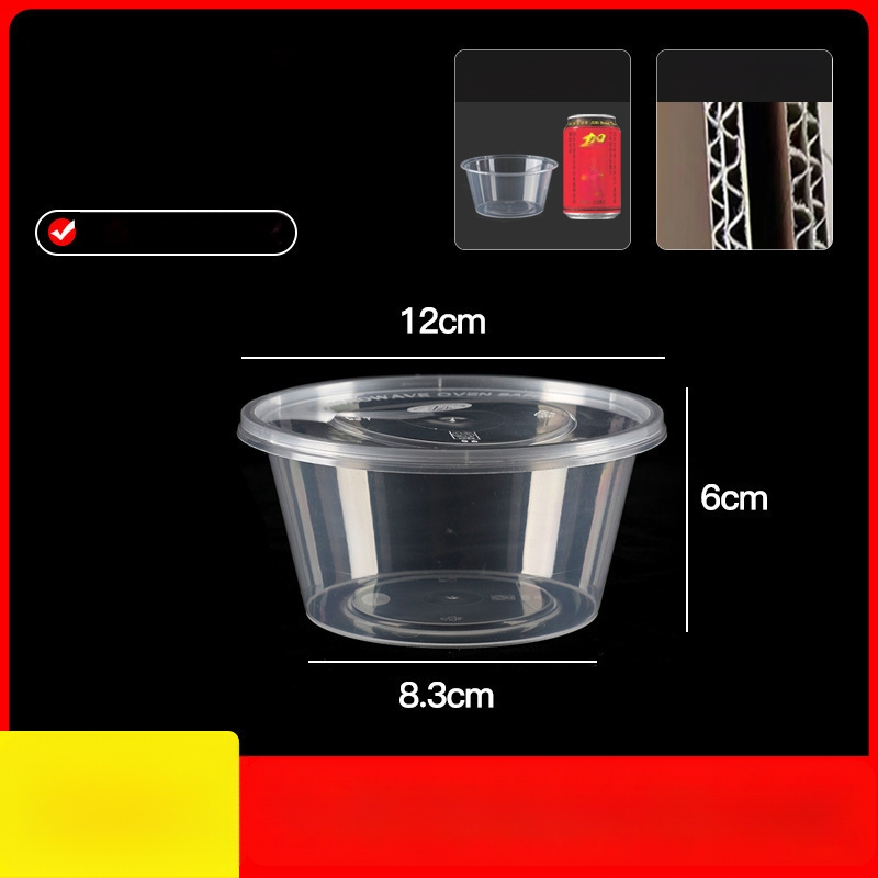 Cutie de prânz din plastic, de unică folosință, cu capac, cu container dreptunghiular și bol rotund pentru take-away