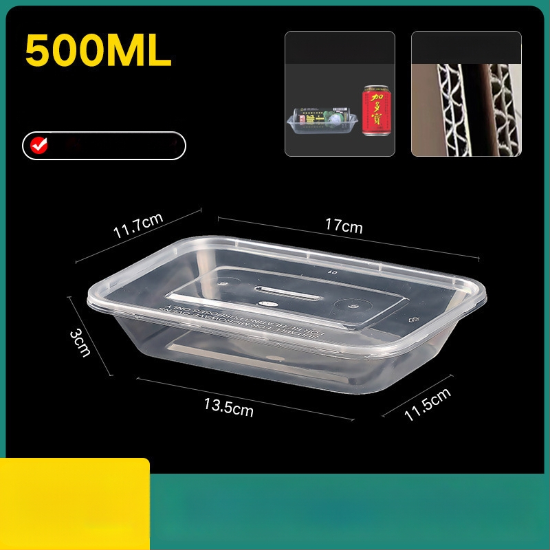 Cutie de prânz din plastic, de unică folosință, cu capac, cu container dreptunghiular și bol rotund pentru take-away