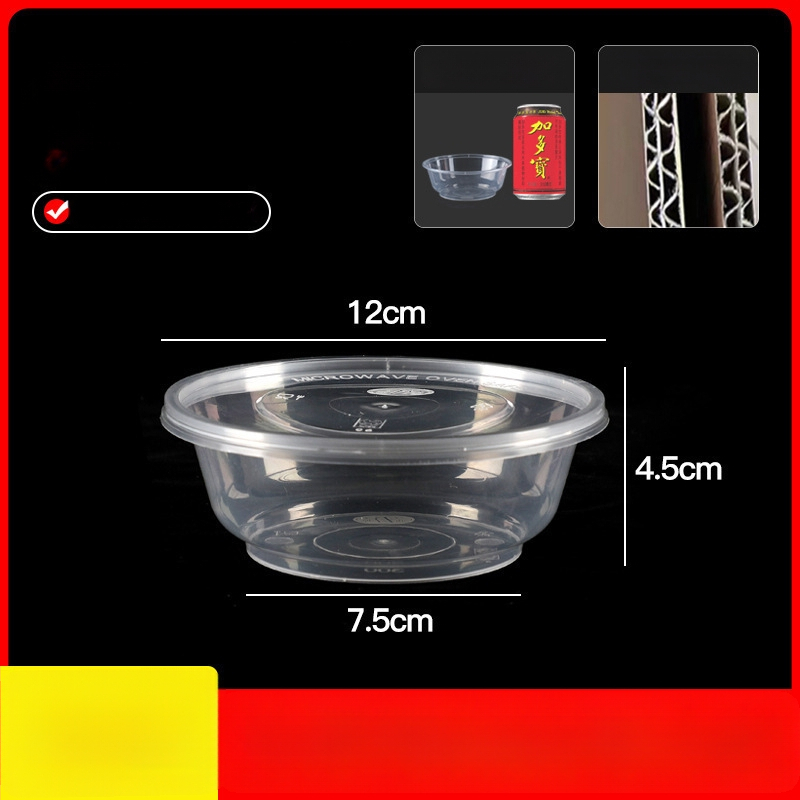 Cutie de prânz din plastic, de unică folosință, cu capac, cu container dreptunghiular și bol rotund pentru take-away