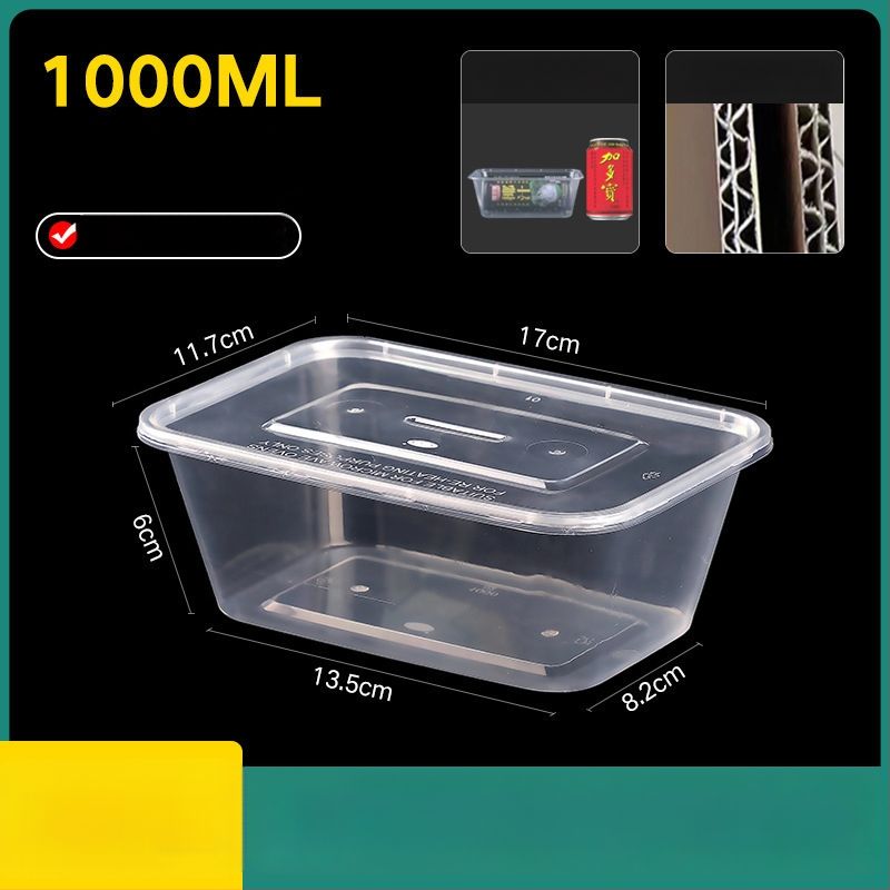 Cutie de prânz din plastic, de unică folosință, cu capac, cu container dreptunghiular și bol rotund pentru take-away