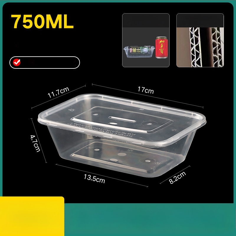 Cutie de prânz din plastic, de unică folosință, cu capac, cu container dreptunghiular și bol rotund pentru take-away