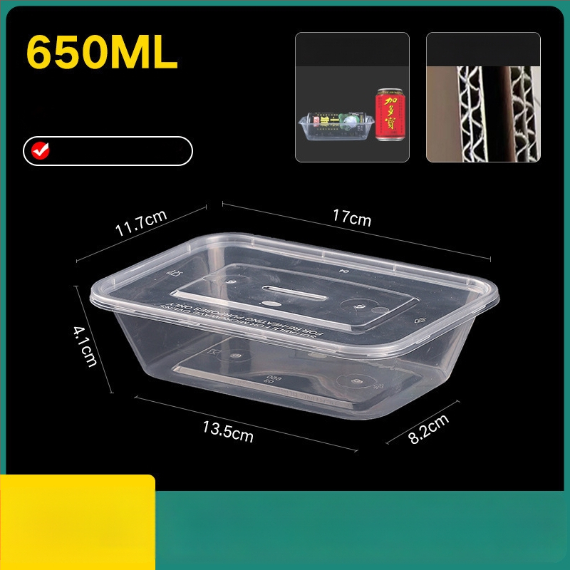 Cutie de prânz din plastic, de unică folosință, cu capac, cu container dreptunghiular și bol rotund pentru take-away