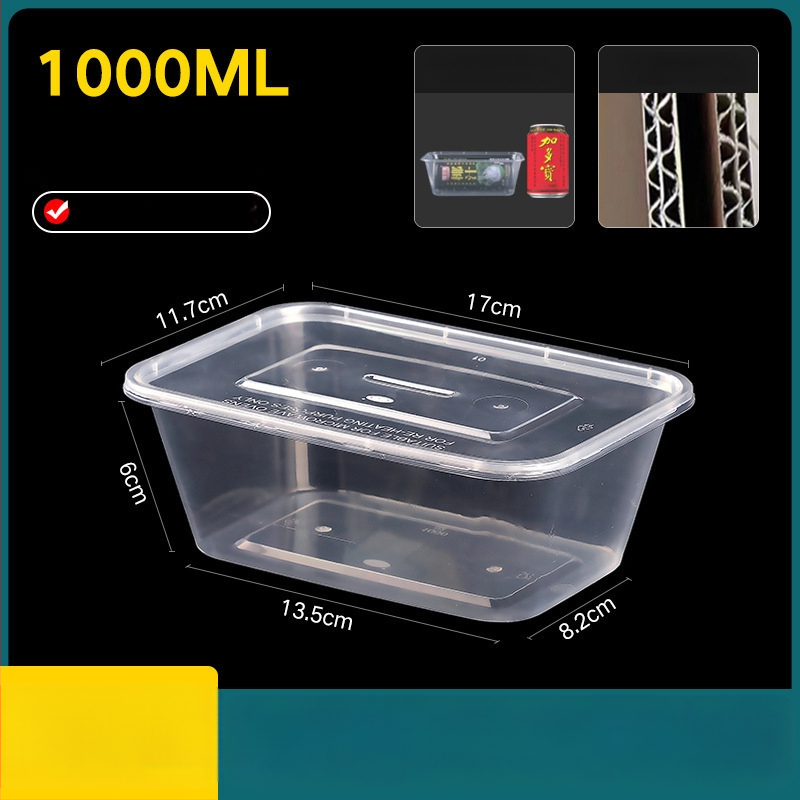 Cutie de prânz din plastic, de unică folosință, cu capac, cu container dreptunghiular și bol rotund pentru take-away