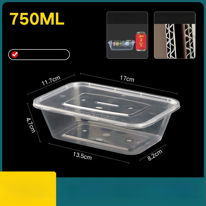 Cutie de prânz din plastic, de unică folosință, cu capac, cu container dreptunghiular și bol rotund pentru take-away