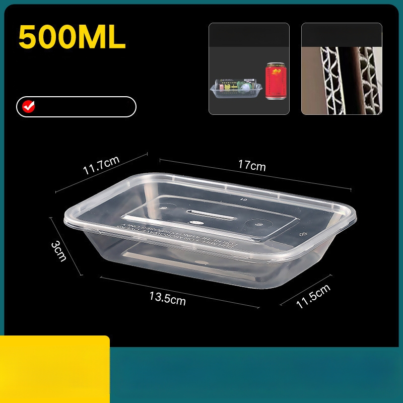 Cutie de prânz din plastic, de unică folosință, cu capac, cu container dreptunghiular și bol rotund pentru take-away