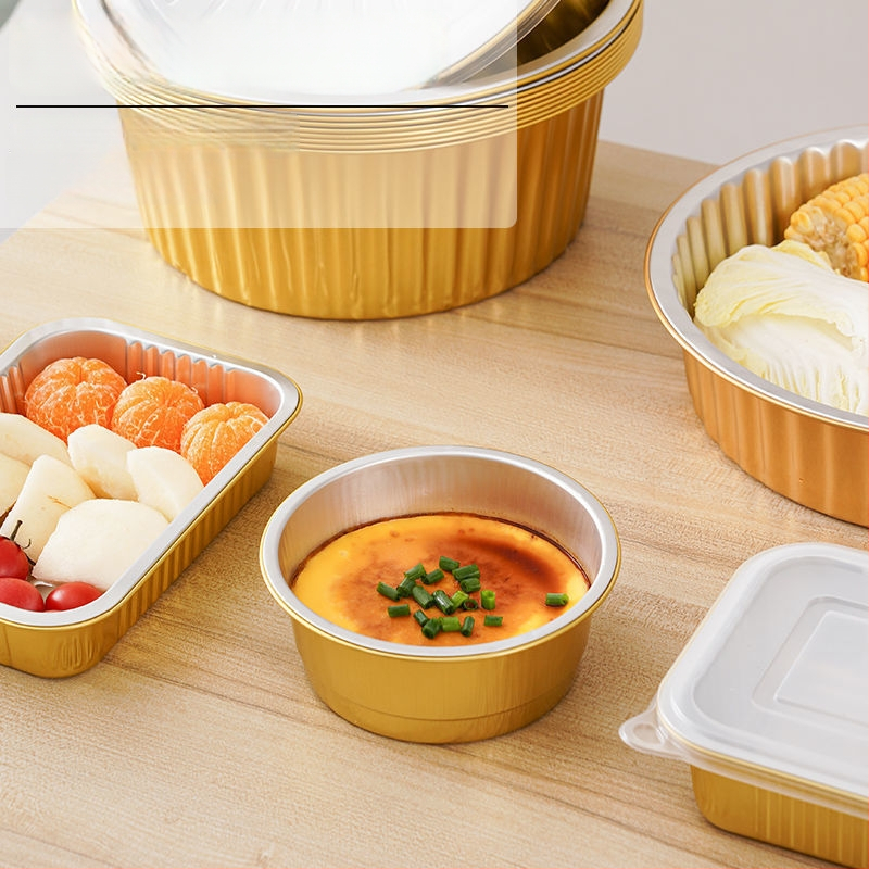 Cutie de prânz din folie de aluminiu, de unică folosință, sigilată pentru take-away, rezistentă la temperaturi înalte, imprimare logo disponibilă, personalizare