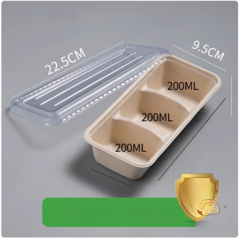 Cutie pentru desert pentru picnic cu trei compartimente, pentru iaurt, fructe și prăjitură — cuptor cu microunde: Nu; imprimare siglă: Disponibil; personalizare: Nu; biodegradabil: Nu