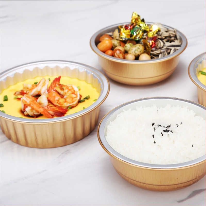 Ühekordne toiduvalmistamise alumiiniumfooliumist toidukarp — ümmarguse kujuga; paksus 0,11 mm; maht 425 ml; materjal: alumiiniumfoolium; bränd: Guobang (0,11 mm; 425 ml; alumiiniumfoolium; ümmargune kuju; Guobang)