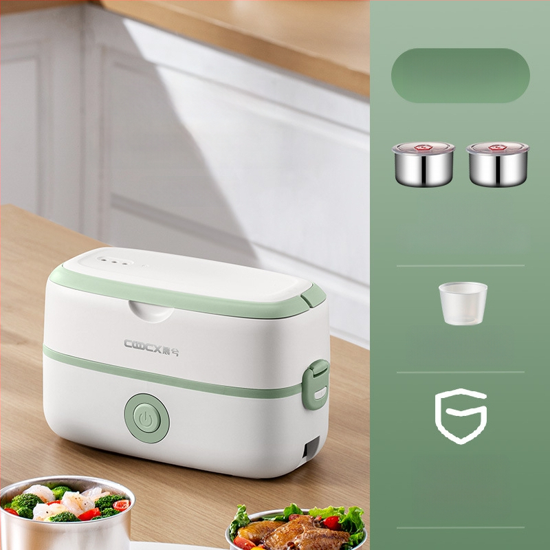 Cutie electrică pentru prânz, 2.0 L capacitate, 300W, compartiment interior din oțel inoxidabil, 110-220V AC, funcție încălzire