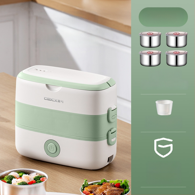 Cutie electrică pentru prânz, 2.0 L capacitate, 300W, compartiment interior din oțel inoxidabil, 110-220V AC, funcție încălzire