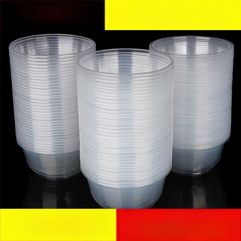 Set de boluri din plastic de unică folosință, cu capac – rotunde, compatibile cu microunde, PP alimentar