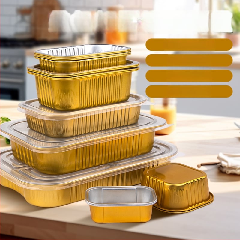 Cutie unică din folie de aluminiu pentru take-out, imprimare logo disponibilă, nu este compatibilă cu cuptorul cu microunde, non-biodegradabilă