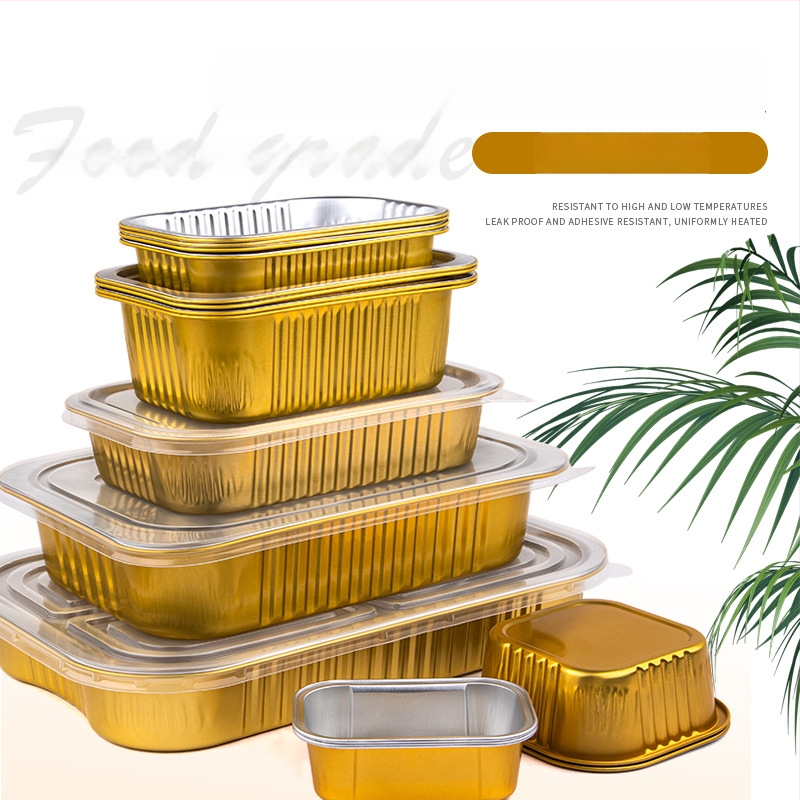 Cutie unică din folie de aluminiu pentru take-out, imprimare logo disponibilă, nu este compatibilă cu cuptorul cu microunde, non-biodegradabilă