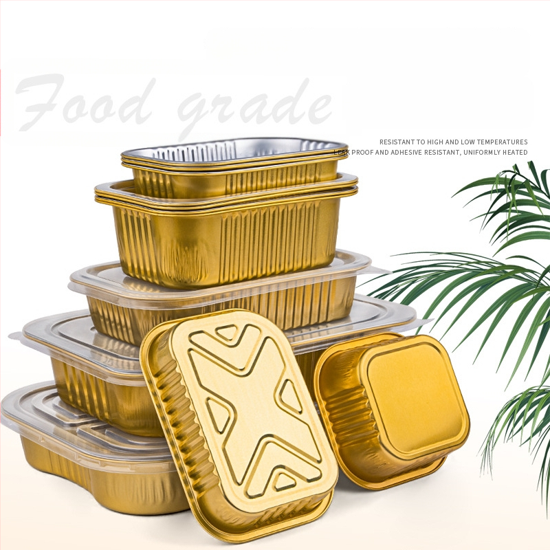 Cutie unică din folie de aluminiu pentru take-out, imprimare logo disponibilă, nu este compatibilă cu cuptorul cu microunde, non-biodegradabilă
