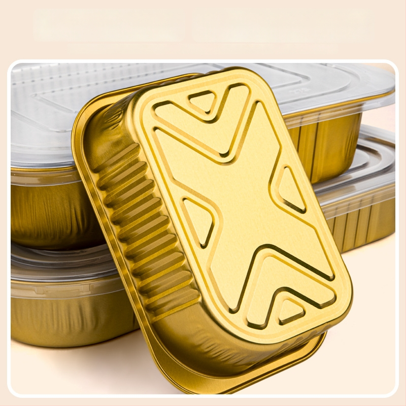 Cutie unică din folie de aluminiu pentru take-out, imprimare logo disponibilă, nu este compatibilă cu cuptorul cu microunde, non-biodegradabilă