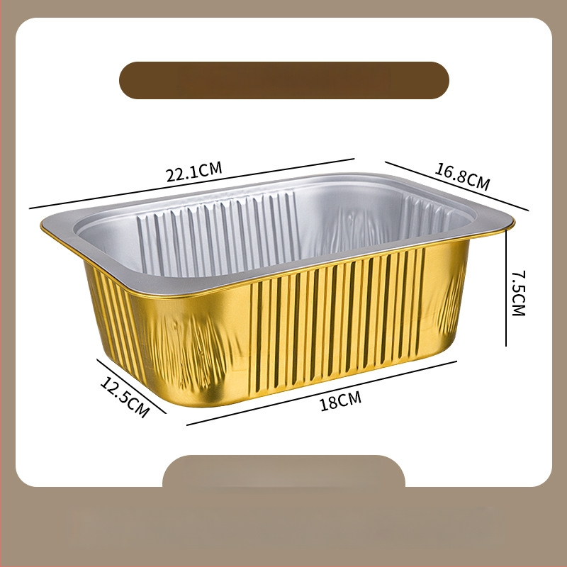 Cutie unică din folie de aluminiu pentru take-out, imprimare logo disponibilă, nu este compatibilă cu cuptorul cu microunde, non-biodegradabilă