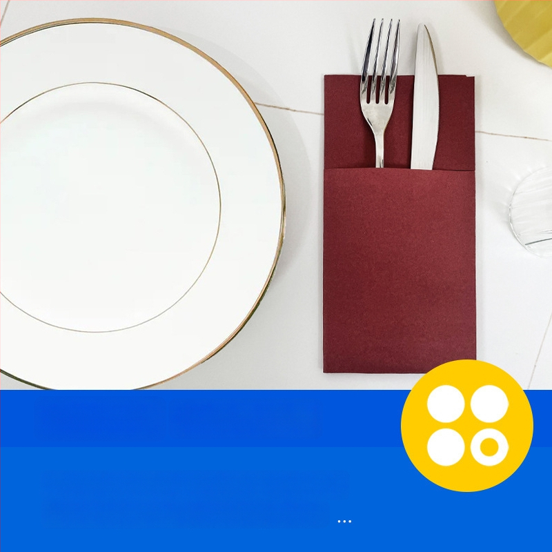 Vienkartinės servetėlės peiliams ir šakėms su logotipu, be dulkių, iš medienos plaušo, 50 lapų, vieno sluoksnio