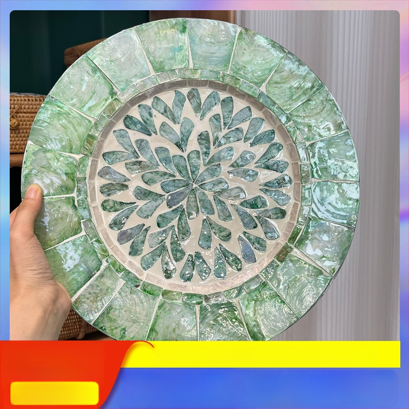 Șervet rotund din lemn cu motif scoică, monocrom, stil Nordic, lansat în 2023