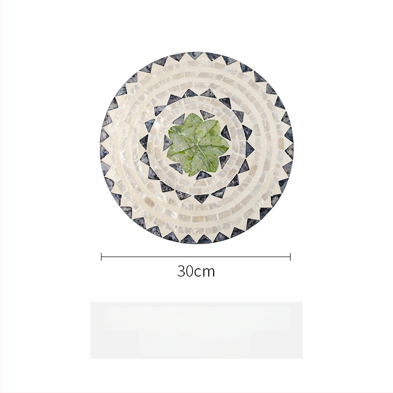 Șervet rotund din lemn cu motif scoică, monocrom, stil Nordic, lansat în 2023