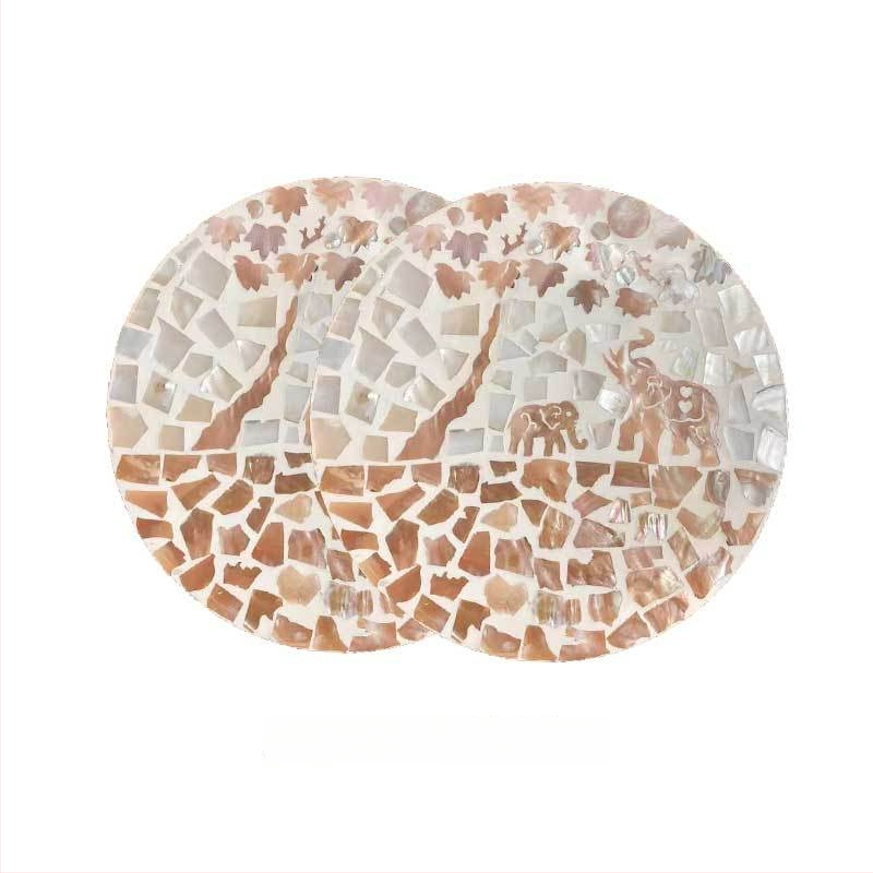 Șervet rotund din lemn cu motif scoică, monocrom, stil Nordic, lansat în 2023