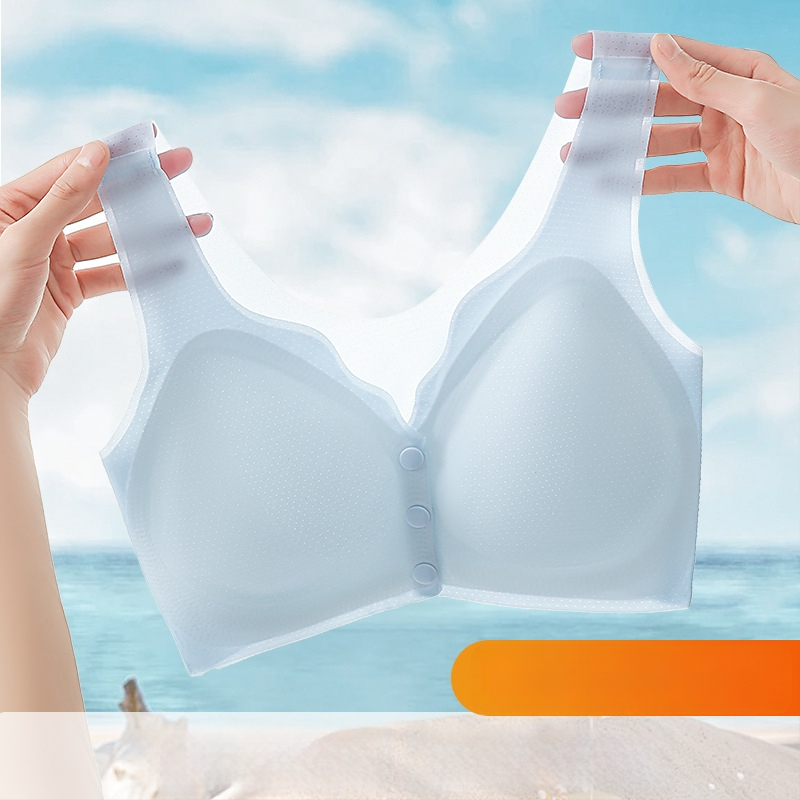 Sutien za dojenje, bezšivni, bez žica, puna čašica, prednje kopčanje, vest-stil, Ice Silk tkanina, prozračan