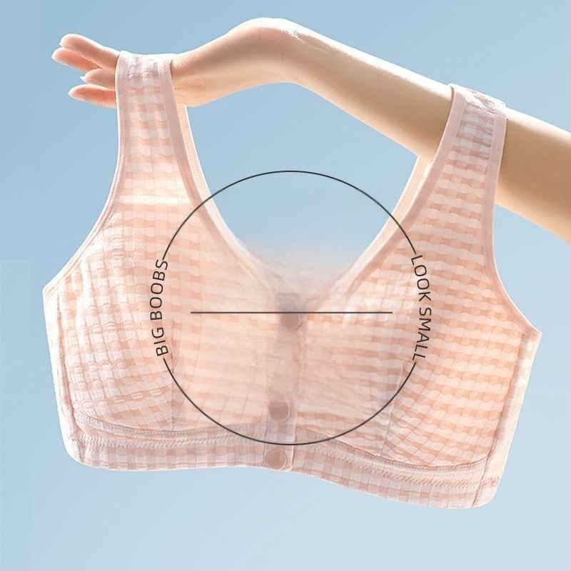 Sutien u vestnom stilu bez žice s prednjim kopčama, puni košarica, pamuk, prozračan, udoban