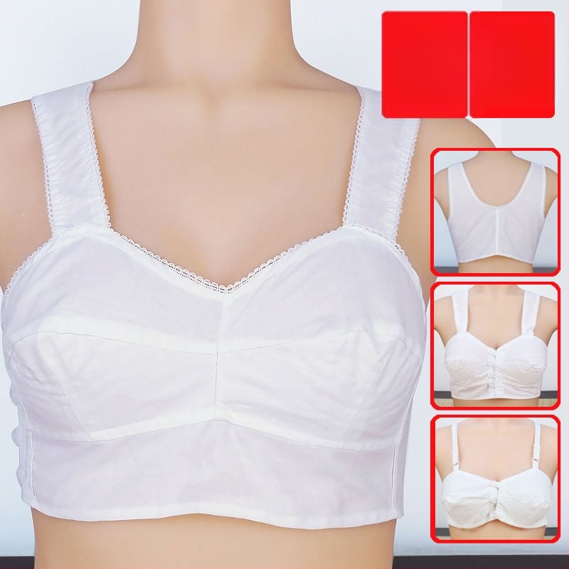 Pamukasti grudnjak s punim košaricama, bočno kopčanje, ultra-tanki oblik košarica, fiksne dvostruke naramenice