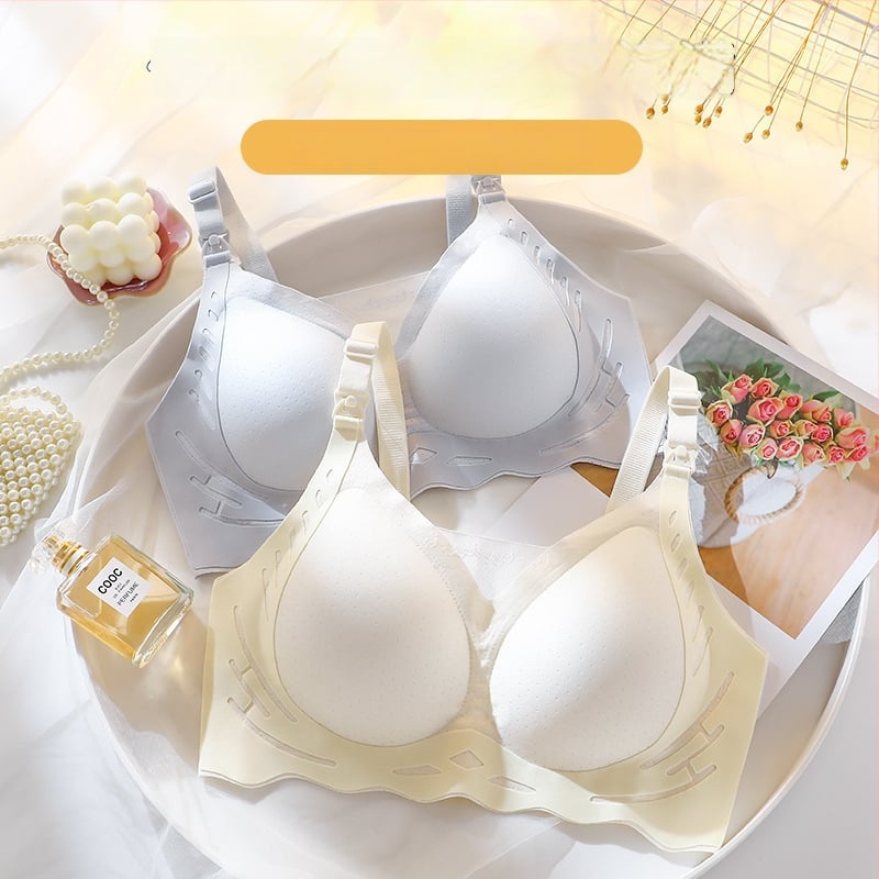 Grudnjak za dojenje s mekom podrškom, najlon materijal, tanke oblikovane košarice, fiksne naramenice, stražnje zatvaranje s četiri reda kukica i očiju