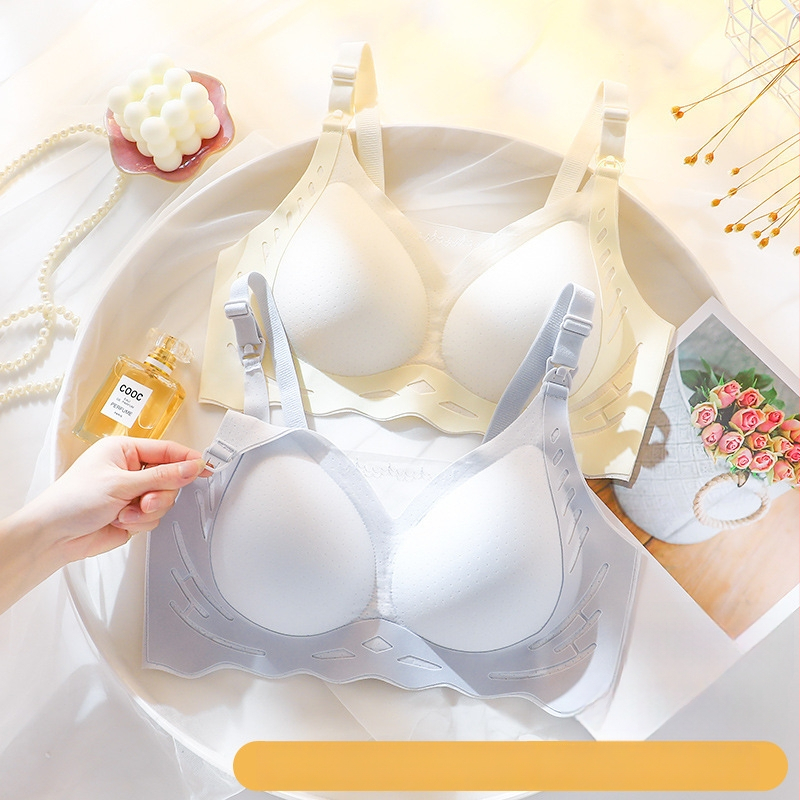 Grudnjak za dojenje s mekom podrškom, najlon materijal, tanke oblikovane košarice, fiksne naramenice, stražnje zatvaranje s četiri reda kukica i očiju