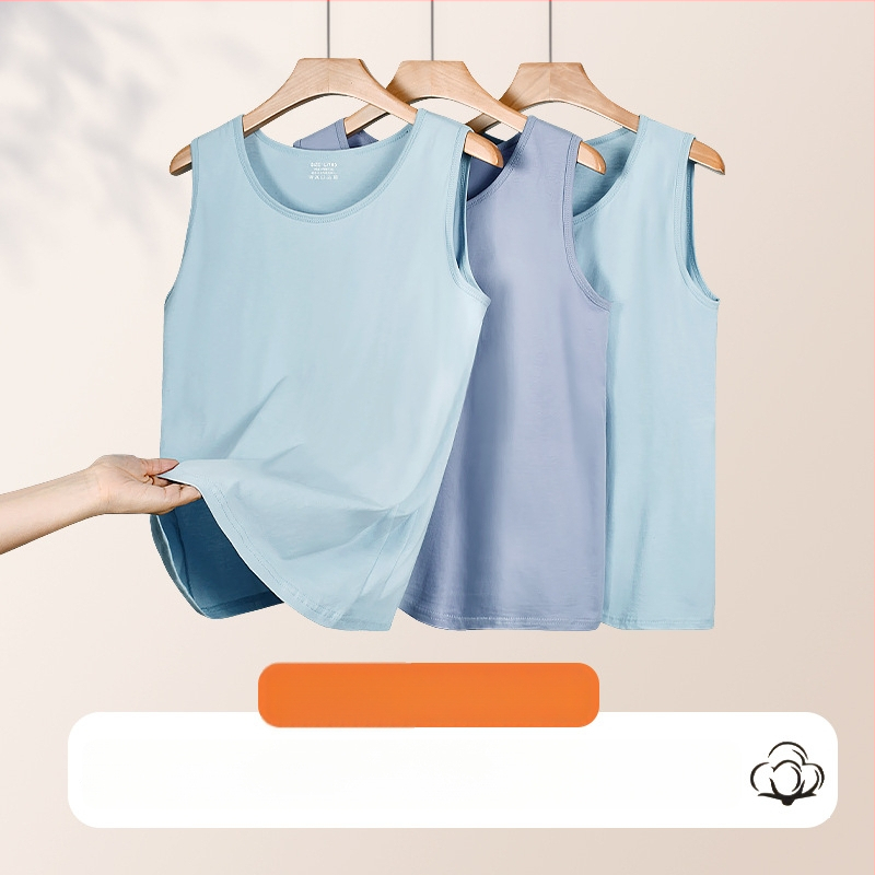 Pamučni ženski top-bustier za starije žene, ljeto, okrugli izrez, vitka silueta, tanak sloj, može se nositi i kao vanjski dio odjeće