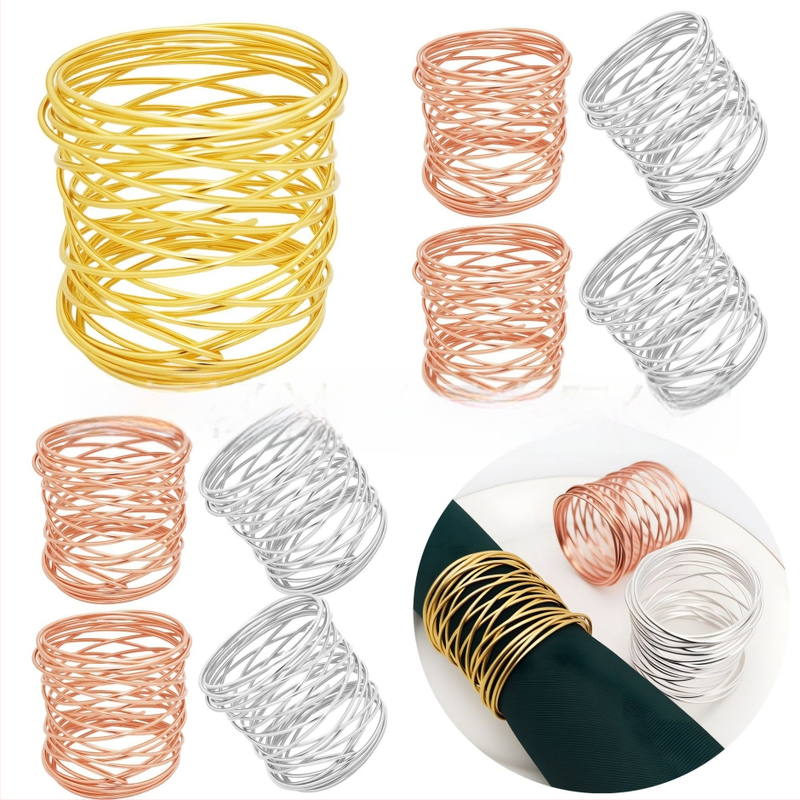 Metallist traadist salvrätiku rõngas - elektroplaaditud, 6-os komplekt, bränd XINYAO, hotellilaua seadistuseks