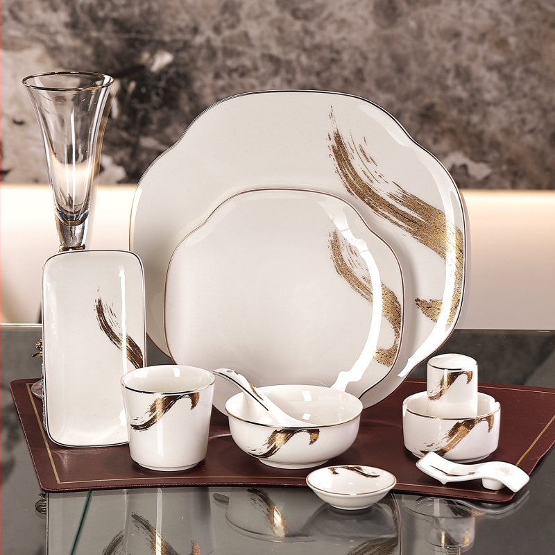 Hotellilaua komplekt bone china (>36% luuportselani), kerge luksus stiil, kohandamine, logotüübi trükkimine, kategooria: hotellilaua serveerimine