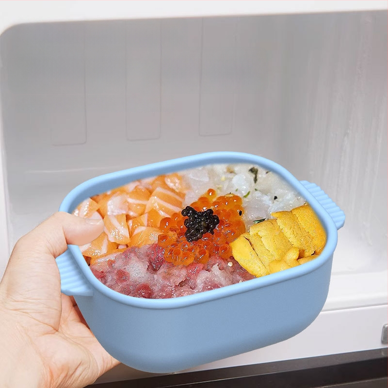 Силиконова кутия за обяд, квадратна, изолирана, подходяща за микровълнова, модерен минималистичен стил, многослойна кутия Бенто