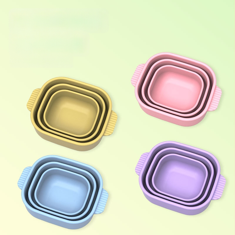 Силиконова кутия за обяд, квадратна, изолирана, подходяща за микровълнова, модерен минималистичен стил, многослойна кутия Бенто