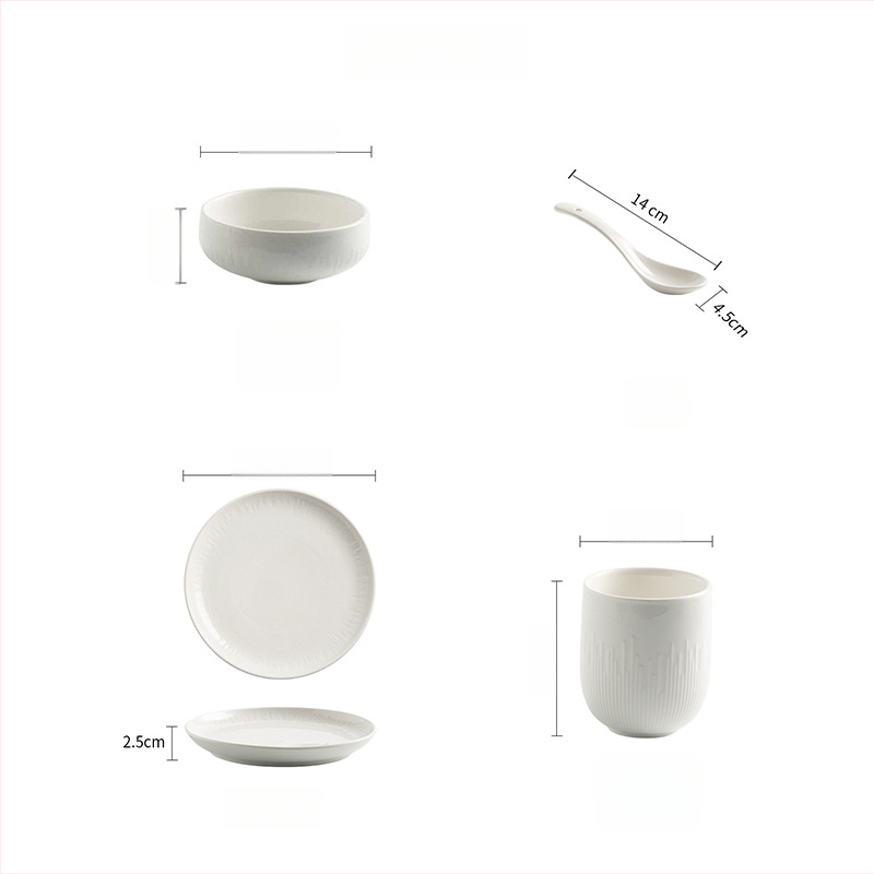 Portselani hotellilaua serveerimisekomplekt, neljaosaline, allglazuur-kaunistus, ühtlane muster, kerge luksus stiil