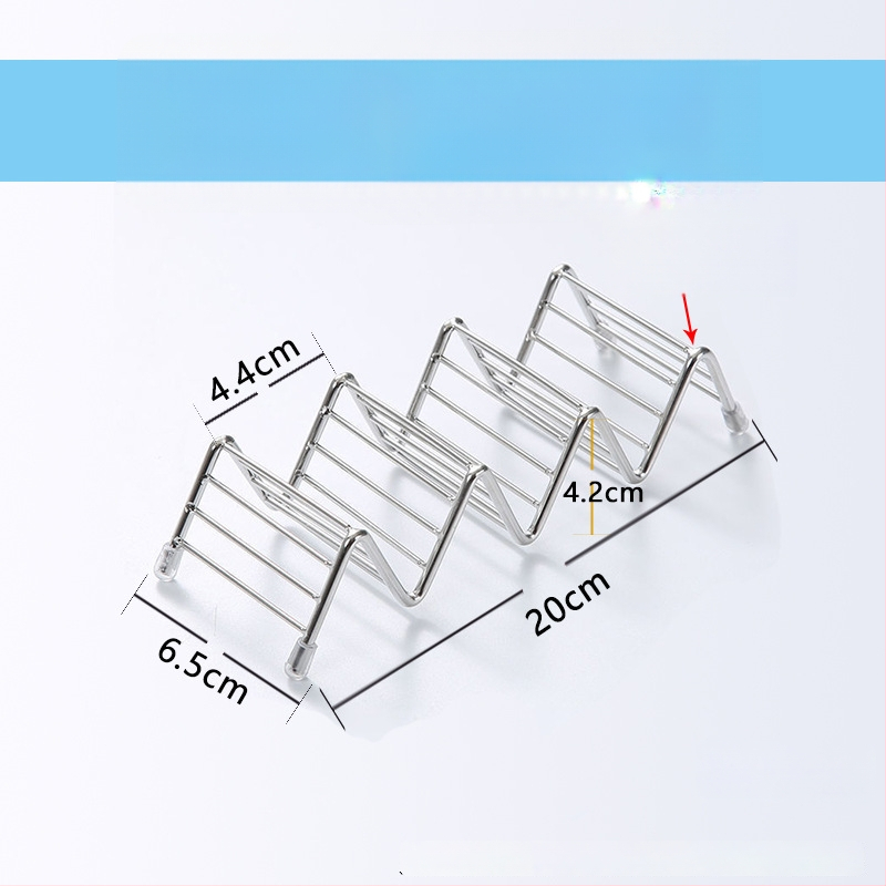 Suport din oțel inoxidabil pentru taco și tortilla, design în formă de V, cu 2 sau 3 compartimente