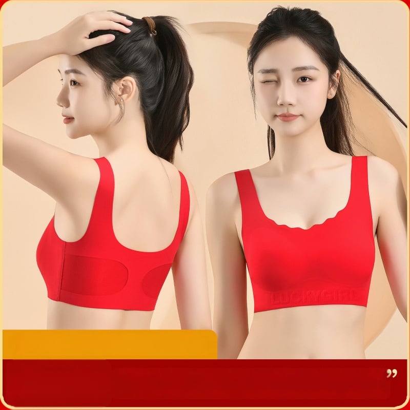 Tube top bez žice za adolescentice, od Ice Silk, bezšivni stražnji dio, žarko crvena, sportski stil, velika veličina