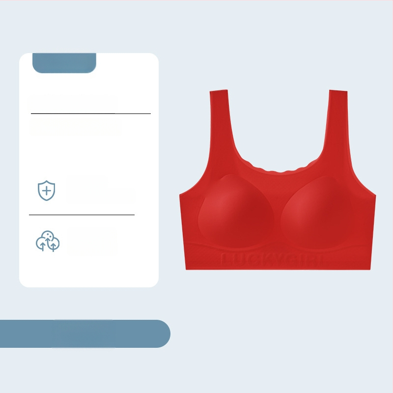 Tube top bez žice za adolescentice, od Ice Silk, bezšivni stražnji dio, žarko crvena, sportski stil, velika veličina