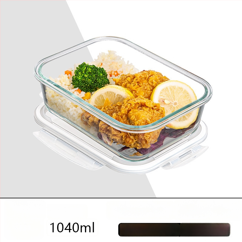 Стъклена кутия за обяд, правоъгълна, боросиликатно стъкло, микровълнова безопасна, 501-800 ml, запазва свежест