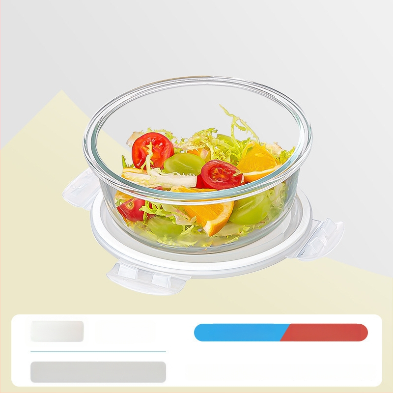 Стъклена кутия за обяд, правоъгълна, боросиликатно стъкло, микровълнова безопасна, 501-800 ml, запазва свежест
