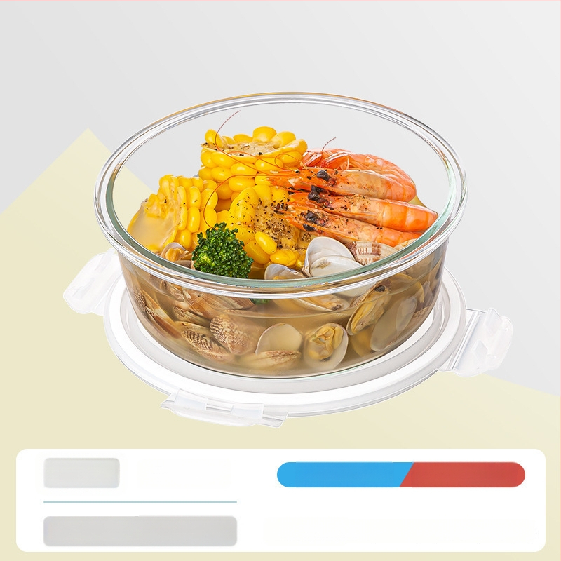 Стъклена кутия за обяд, правоъгълна, боросиликатно стъкло, микровълнова безопасна, 501-800 ml, запазва свежест