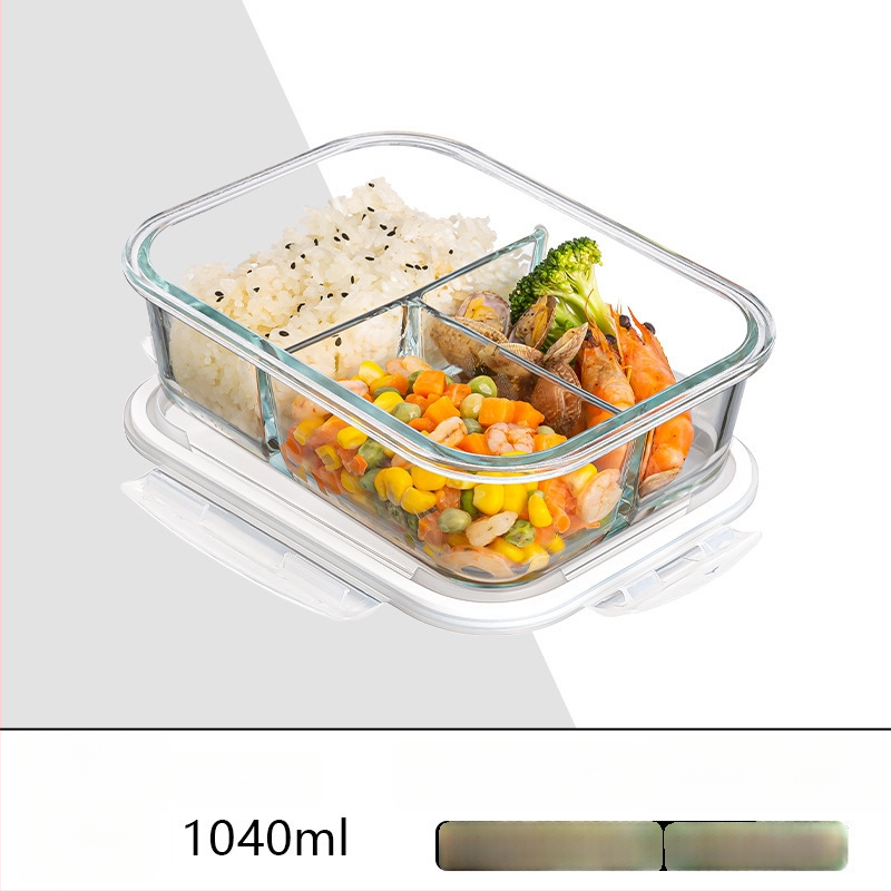 Стъклена кутия за обяд, правоъгълна, боросиликатно стъкло, микровълнова безопасна, 501-800 ml, запазва свежест