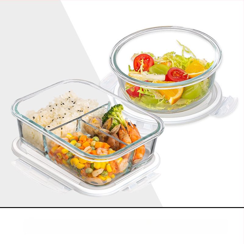Стъклена кутия за обяд, правоъгълна, боросиликатно стъкло, микровълнова безопасна, 501-800 ml, запазва свежест