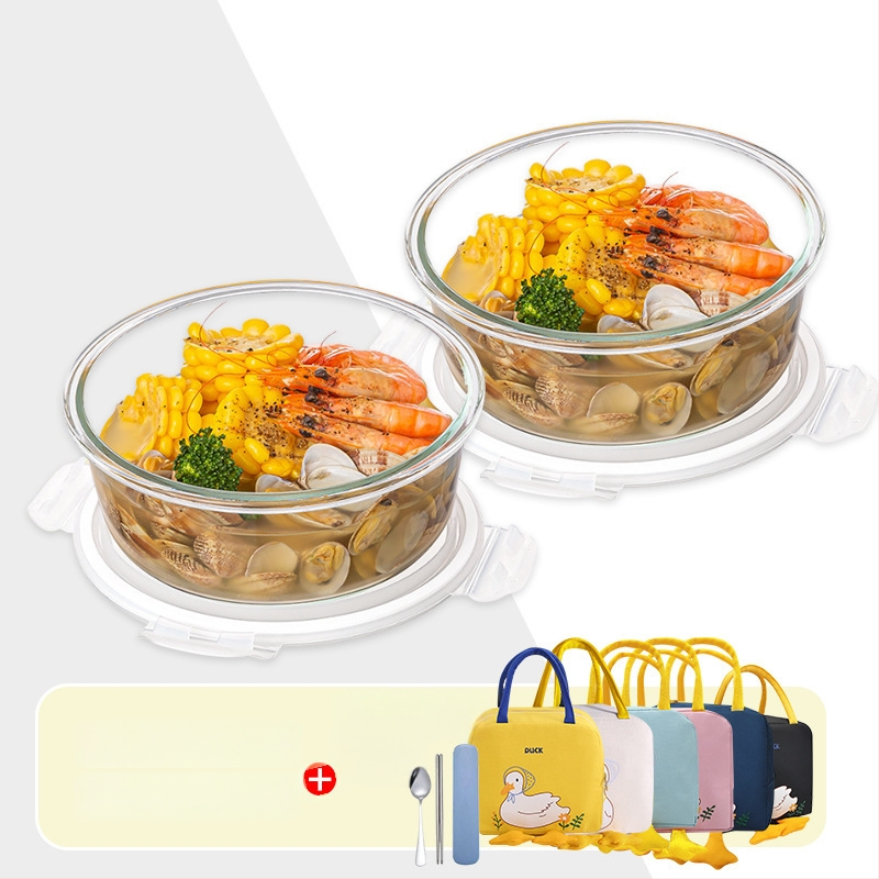 Стъклена кутия за обяд, правоъгълна, боросиликатно стъкло, микровълнова безопасна, 501-800 ml, запазва свежест