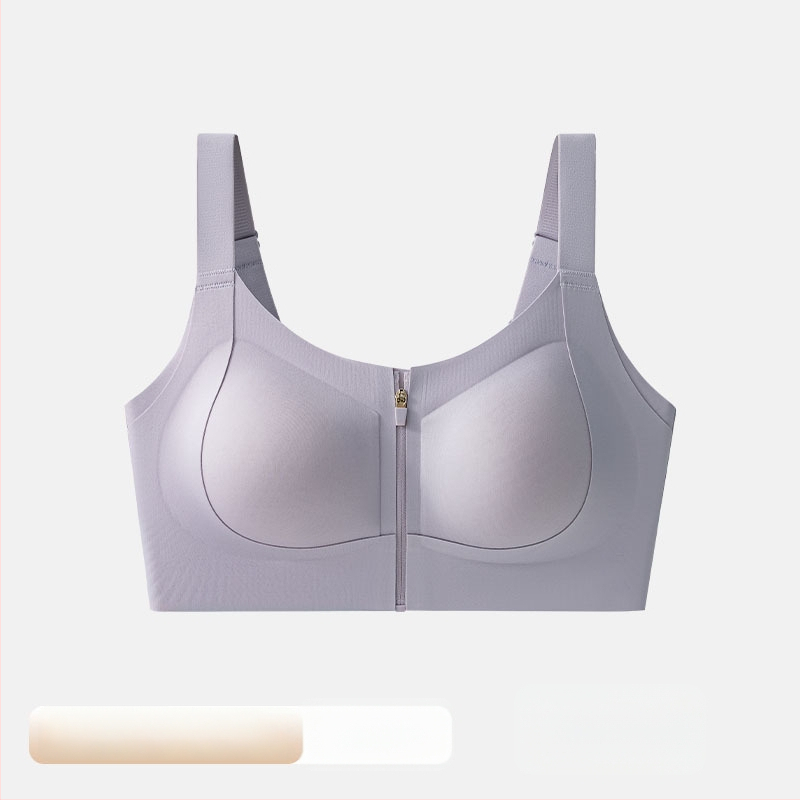 Sportski grudnjak s prednjim zatvaračem, velikog kroja, za žene s velikim dojicama, bez šavova, push-up, vizualno smanjuje volumen dojki, nylon