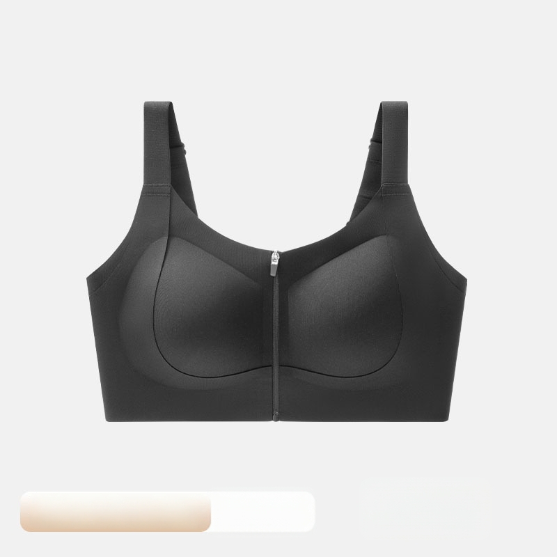 Sportski grudnjak s prednjim zatvaračem, velikog kroja, za žene s velikim dojicama, bez šavova, push-up, vizualno smanjuje volumen dojki, nylon