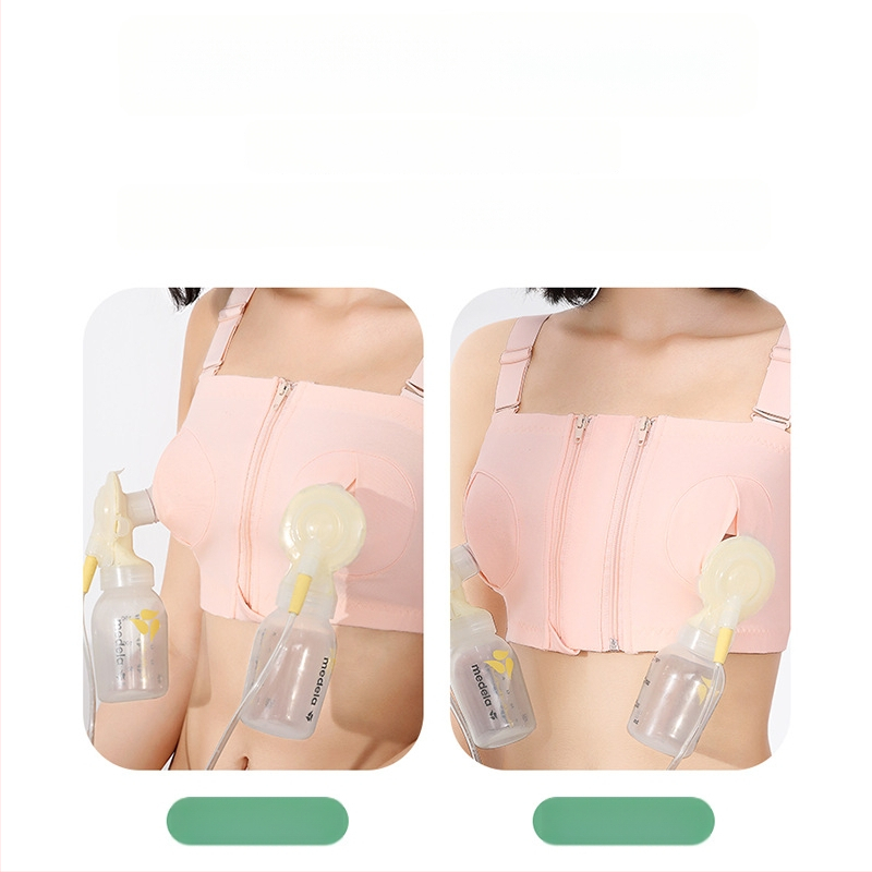 Medvilninė maitinančios liemenėlė su priekiniu užsegimu ir vieno/dviejų užtrauktukų, po gimdymo, atsiejami dvigubi dirželiai