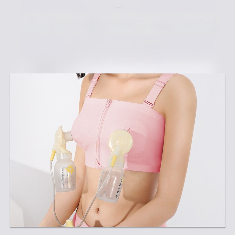 Medvilninė maitinančios liemenėlė su priekiniu užsegimu ir vieno/dviejų užtrauktukų, po gimdymo, atsiejami dvigubi dirželiai