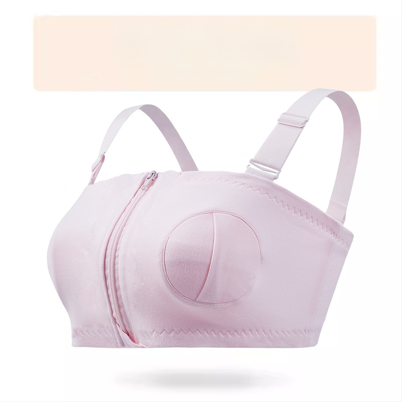 Medvilninė maitinančios liemenėlė su priekiniu užsegimu ir vieno/dviejų užtrauktukų, po gimdymo, atsiejami dvigubi dirželiai